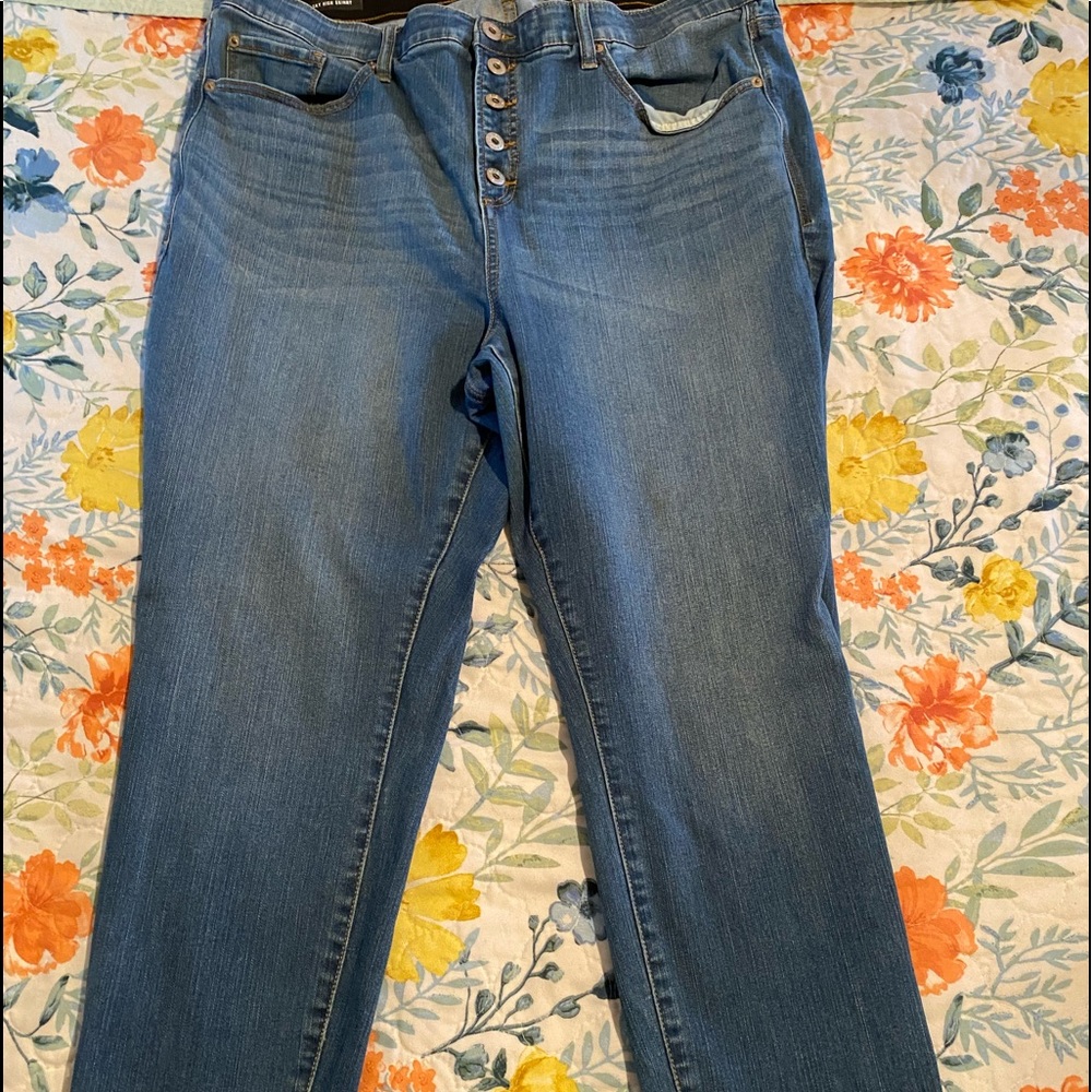 Button front ankle jeans